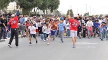 Children begin the Terry Fox Run, sponsored by Four Seasons Hotel Doha to support cancer research